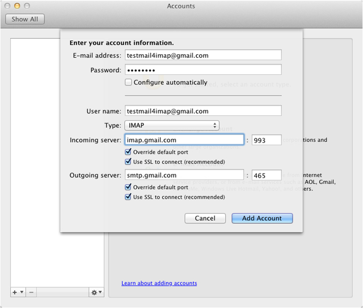 google mail settings for outlook mac
